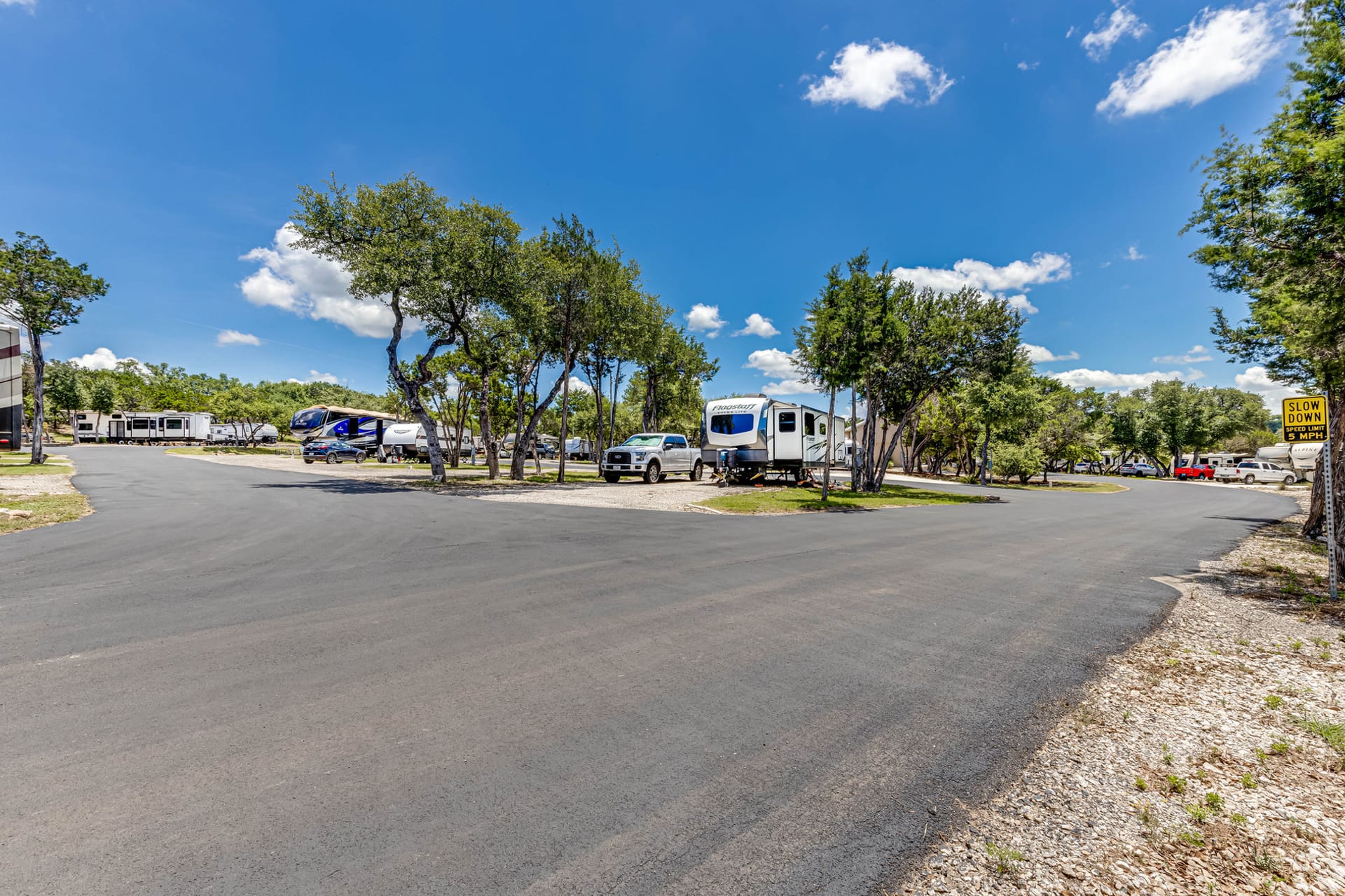 RV Sites Along Park Drive — Sienna Ridge RV Park, Canyon Lake, Texas